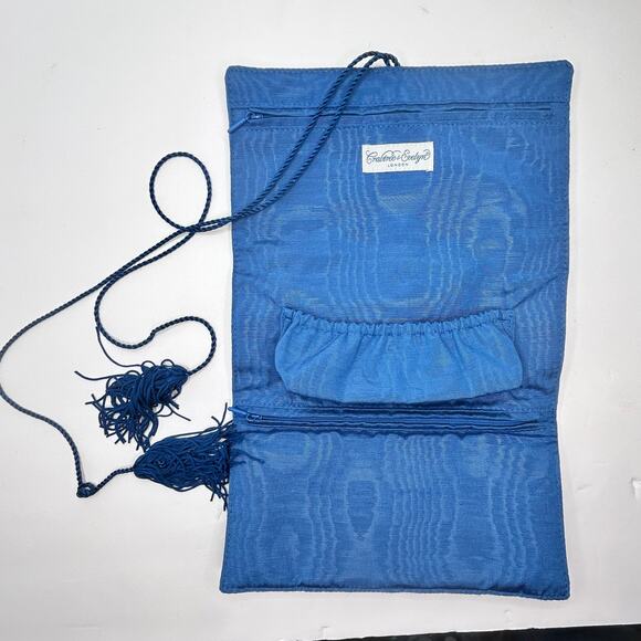 Crabtree & Evelyn London Royal Blue Jewelry Roll Soft Case with Tassels - Picture 1 of 7